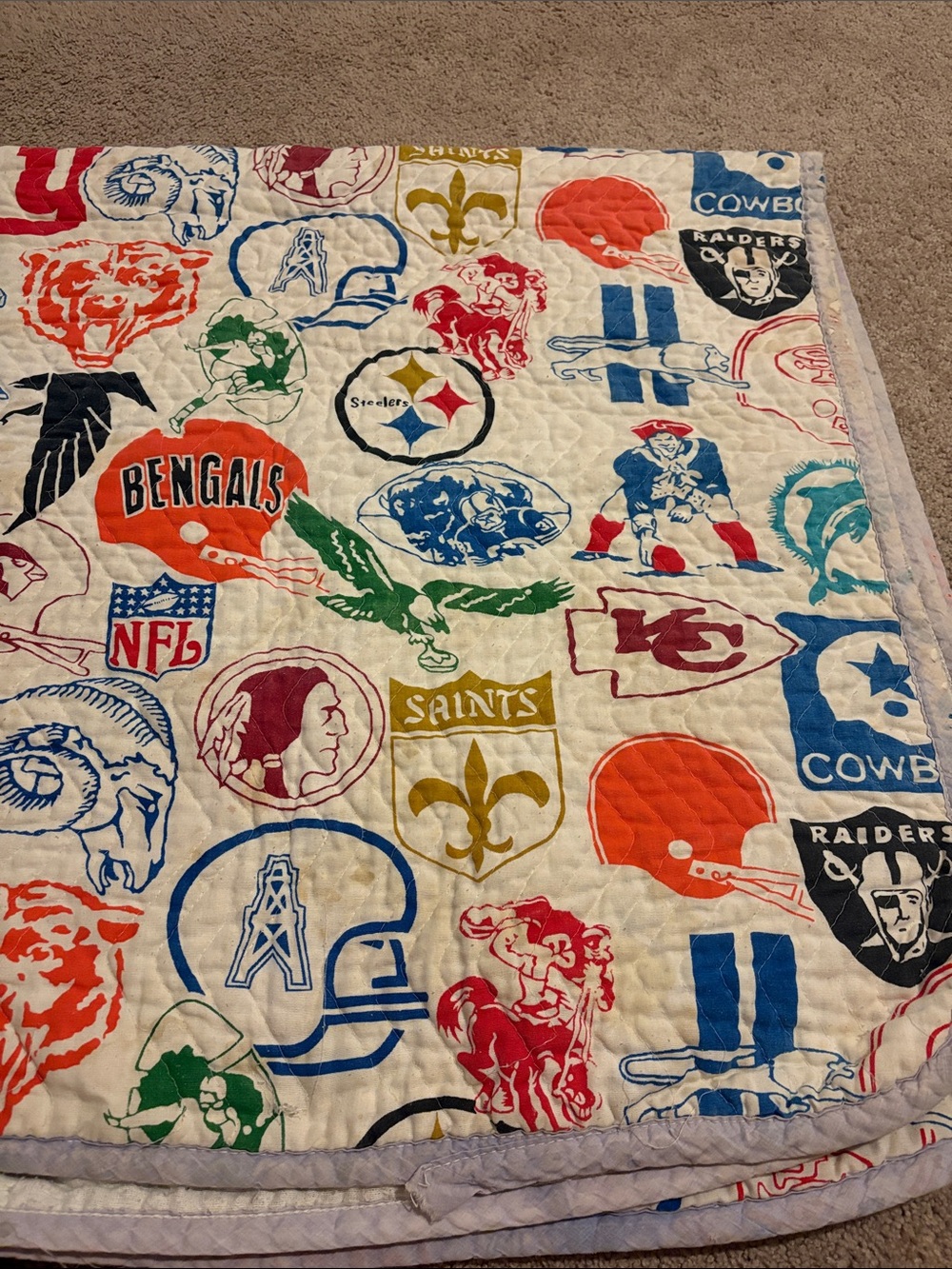 Vintage NFL Team Logo Quilted Throw Blanket - Multi Color